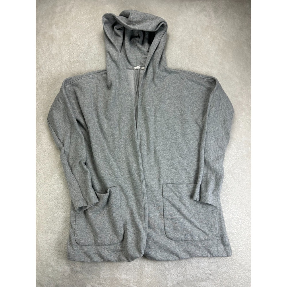 Gap Cardigan Sweater Womens M Heather Light Heather Gray Knit Hooded Open Front